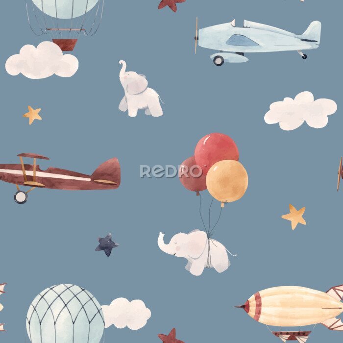 Sticker De avonturen van kleine olifanten in de lucht