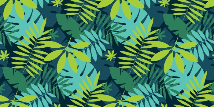 Sticker De eenvoudige groene tropische bladeren ontwerpen naadloos patroon