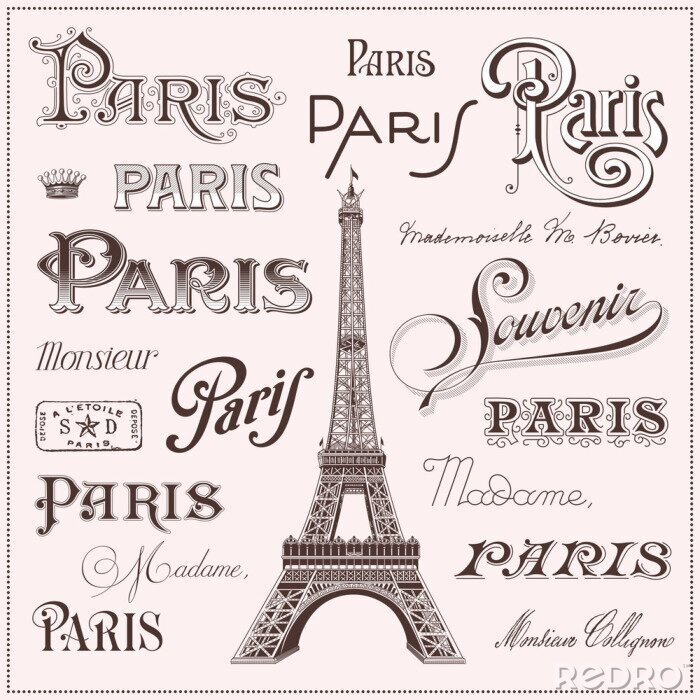 Sticker de hand getekende ontwerp elementen Parijs