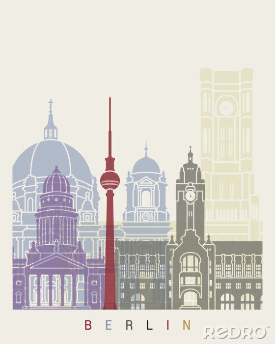 Sticker De horizon van Berlijn poster