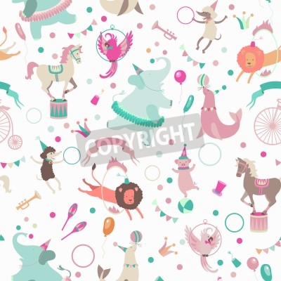 Sticker De illustratie van circusdieren met witte achtergrond