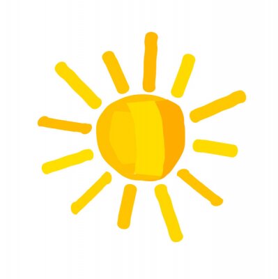 Sticker De illustratie van gele zon eenvoudige kinderen