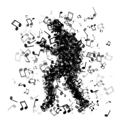 Sticker De mens gemaakt van muzieknoten dansen