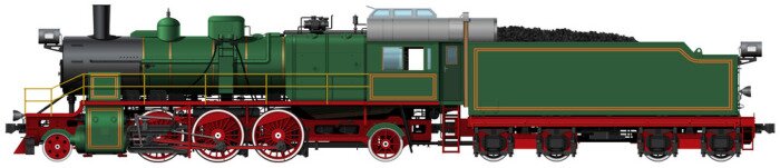 Sticker de oude groene stoomlocomotief