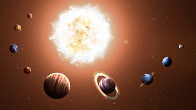De planeten van het zonnestelsel en de zon