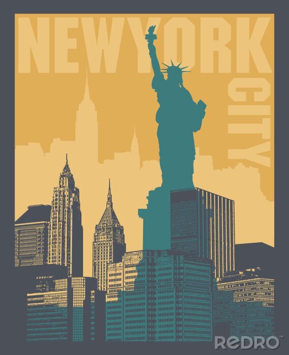 Sticker De stad van Manhattan, New York, silhouetillustratie