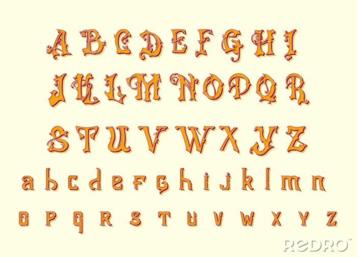 Sticker Decoratief alfabet in fantasiestijl