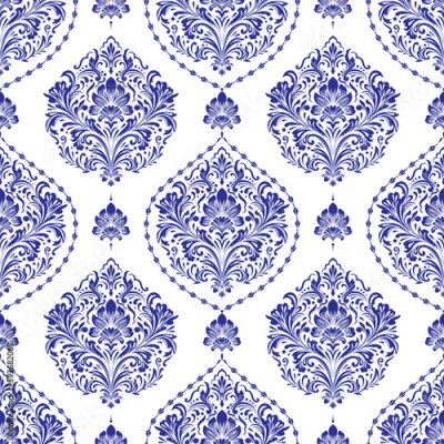 Sticker Decoratief donkerblauw damast