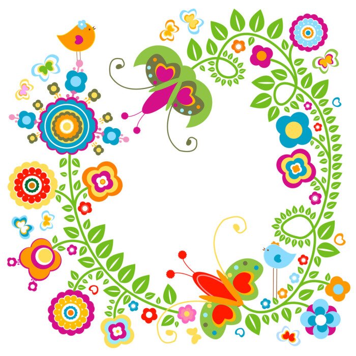 Sticker Decoratief kleurrijk floristisch motief