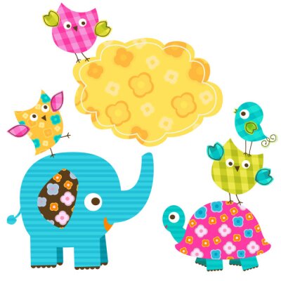 Sticker Decoratieve kleurrijke afbeeldingen van dieren