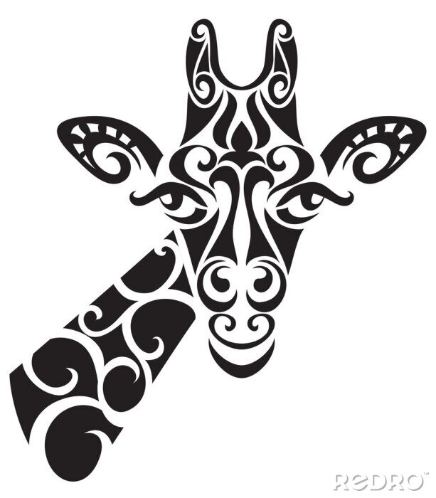Sticker Decoratieve versiering giraffe silhouet.