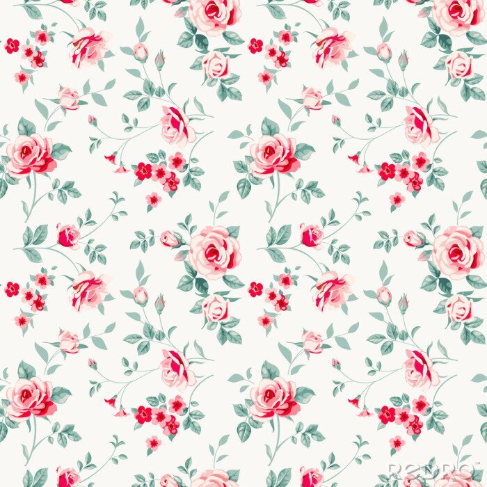 Sticker Delicaat patroon met roos en bladeren