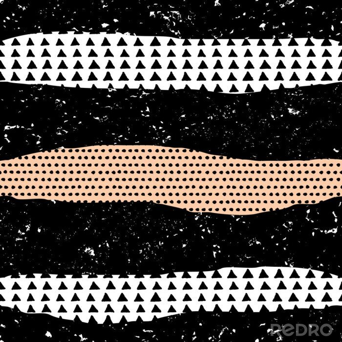 Sticker Dessin met strepen versierd met stippen en driehoeken