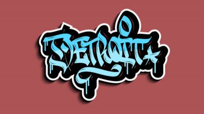 Sticker Detroit Michigan Usa Hand Lettering Graffiti Tag Style Sticker Design.