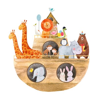 Sticker Dieren op de ark tekening voor kinderen