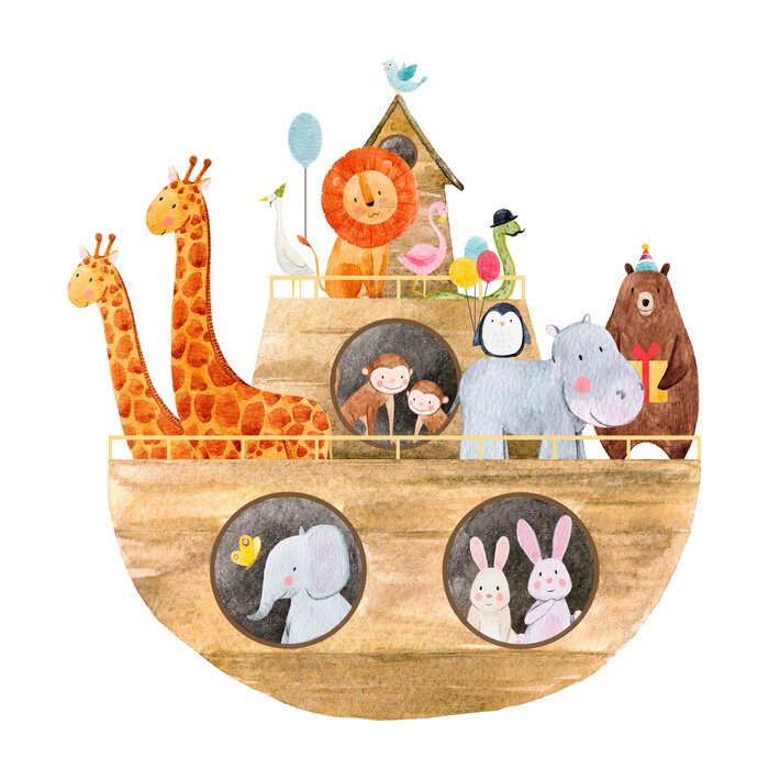 Sticker Dieren op de ark tekening voor kinderen