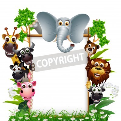 Sticker Dieren rond een leeg bamboeframe