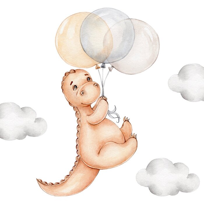 Sticker Dinosaurus met ballonnen