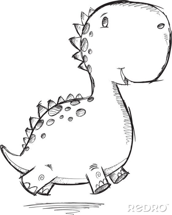 Sticker Dinosaurus schets