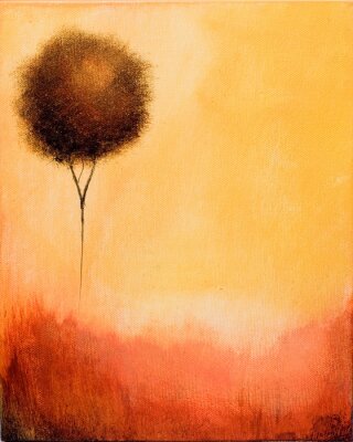 Dit is een abstract schilderij van een boom