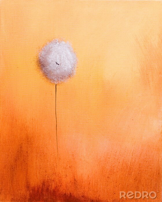 Sticker Dit is een abstract schilderij van een paardenbloem