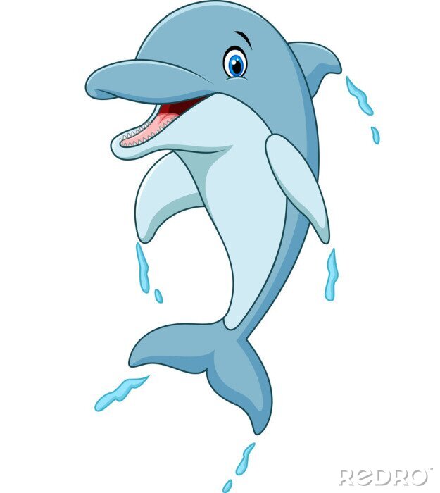 Sticker dolfijn cartoon springen