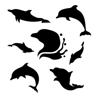 Sticker Dolphin set vector