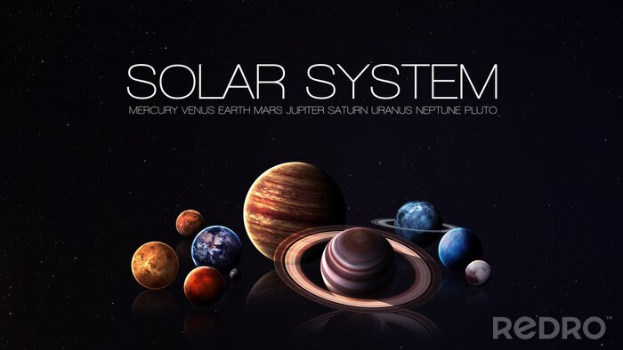 Sticker Donkere illustratie met het zonnestelsel