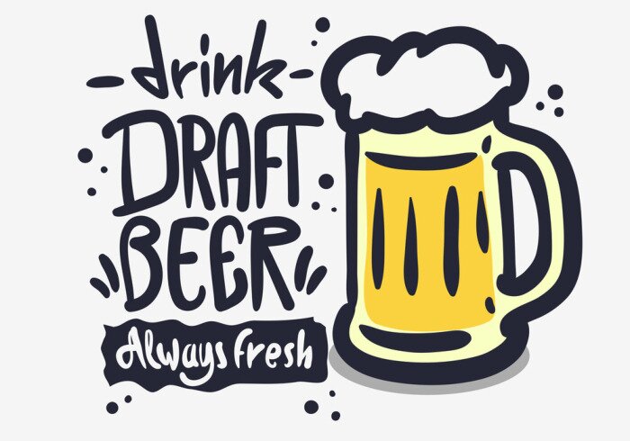 Sticker Draft Beer Hand Drawn Vector Design On A White Background 