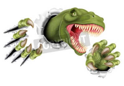 Sticker Dreigende 3D dinosaurus