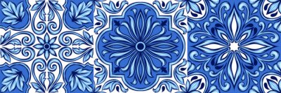 Sticker Drie blauwe Azulejo tegels