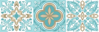 Sticker Drie blauwe Azulejo tegels