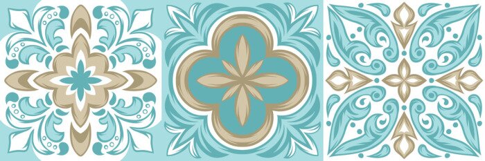 Sticker Drie blauwe Azulejo tegels