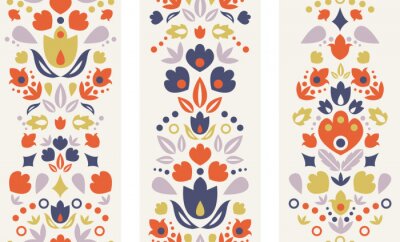 Sticker Drie vector sier folk tulpen verticale naadloze patronen