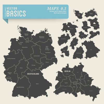 Sticker Duitsland en de Deelstaten, Berlijn en zijn deelgemeenten