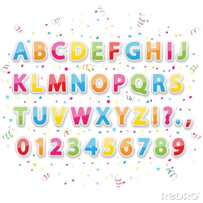 Sticker Een alfabet voor kinderen in feeststijl