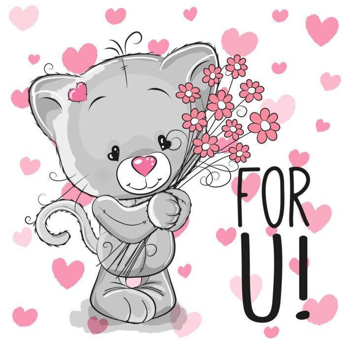 Sticker Een babykat met een hartvormige neus