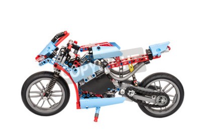 Sticker Een blauwe motorfiets gemaakt van LEGO Technic stenen