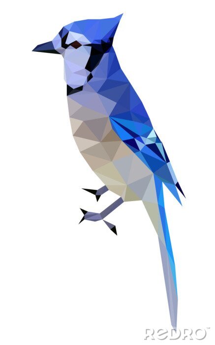 Sticker Een blauwe vogel samengesteld uit geometrische figuren
