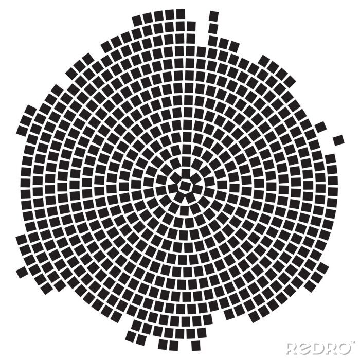 Sticker Een cirkelvormige structuur gemaakt van vierkanten