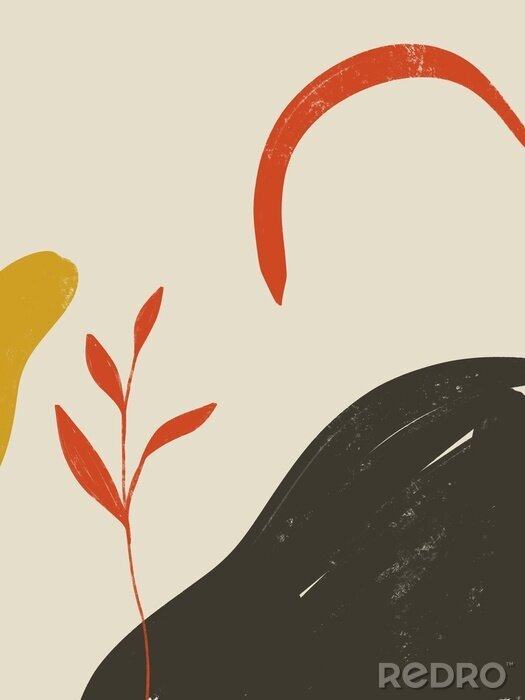 Sticker Een collage van onregelmatige vormen verwijzend naar de natuur