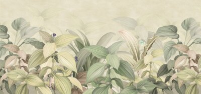 Fotobehang Een compositie van groene tropische bladeren