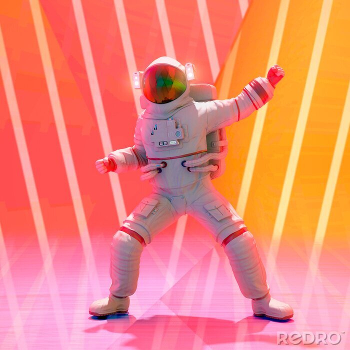 Sticker Een dansende astronaut