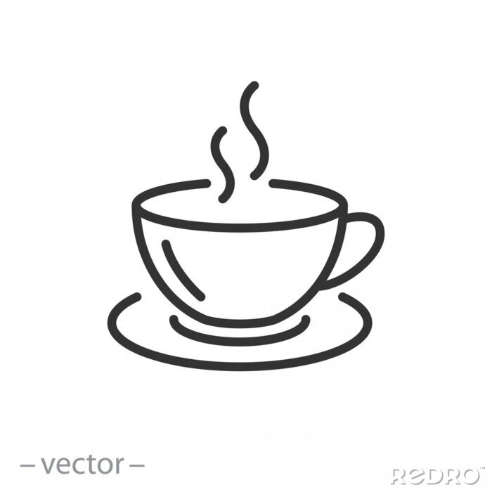 Sticker Een eenvoudige afbeelding van dampende koffie in een kopje