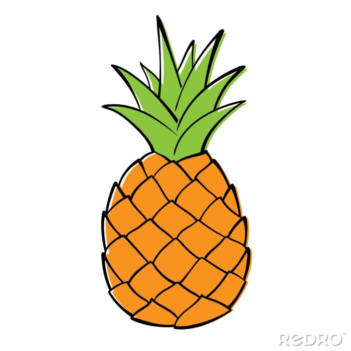 Sticker Een eenvoudige grafische ananas