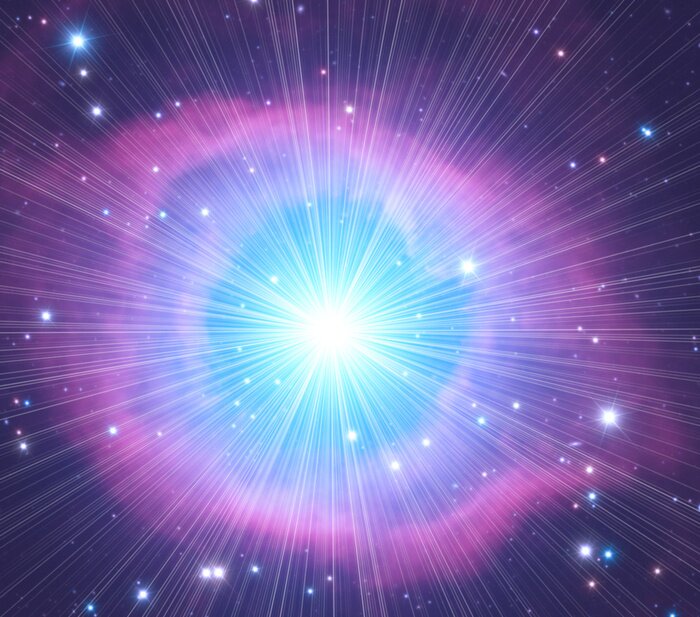 Sticker Een fonkelende ster in een grafisch melkwegstelsel