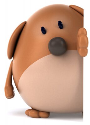 Sticker Een hond die over de rand 3D-graphics gluurt