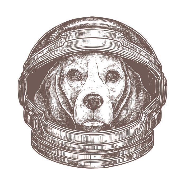 Sticker Een hond in een astronautenpak