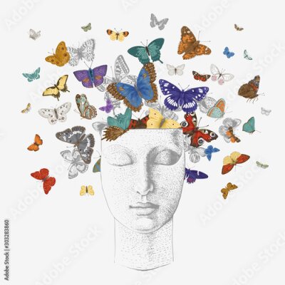 Sticker Een hoofd vol vlinders
