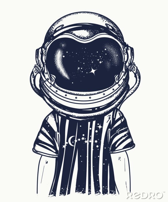 Sticker Een jongen met een afbeelding van een astronautenhelm